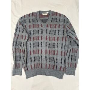 VTG Wool Blend V Neck Countess Mara Barth’s Gray Sweater Size XL